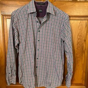 Ike Behar Red and Blue Plaid Button Down Shirt